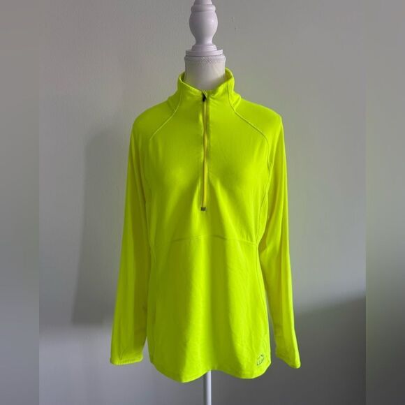 LLBean neon long sleeve running 1/4 zip pullover - Picture 1 of 2